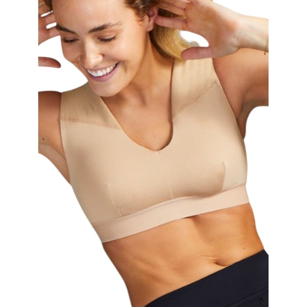 NEW Tommie Copper Large Nude V-Neck Compression Znergy Shoulder Support Bra